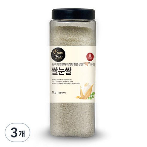 Prime Field 쌀눈쌀 백미 특등급, 1kg, 3개