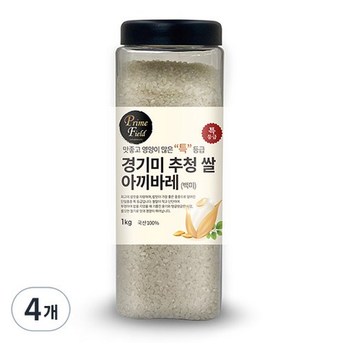 Prime Field 경기 추청 아끼바레 백미 특등급, 1kg, 4개