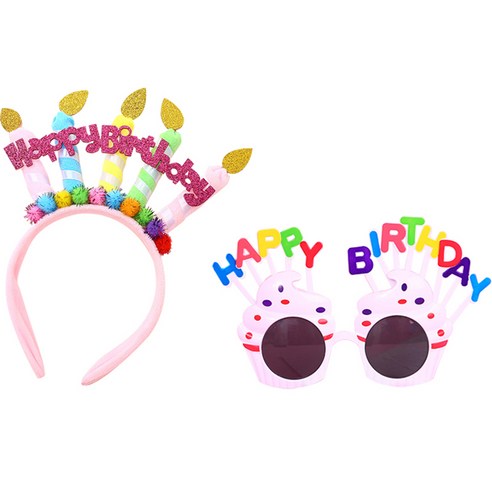 케익초 머리띠 아이스크림 안경 파티 세트, 1세트, 혼합색상(머리띠), 화이트(안경)