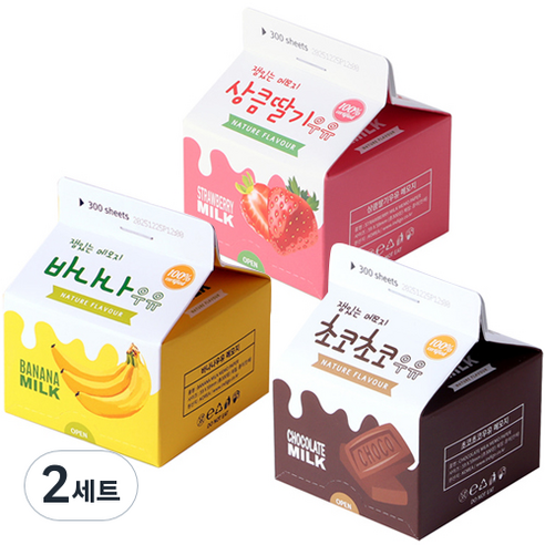 인디케이 우유 메모지 3종 세트, 혼합 색상, 2세트