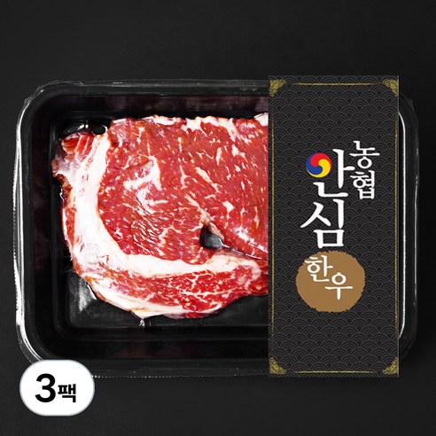 농협안심한우 숙성육 등심 2등급 구이용 (냉장), 200g, 3팩