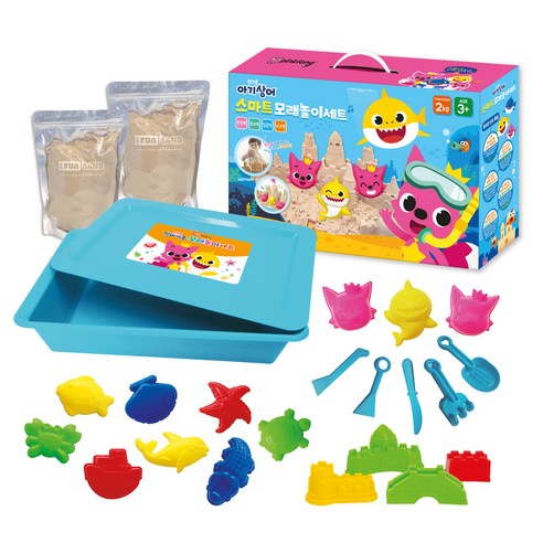感官盆 沙子遊戲 兒童 沙灘玩具 室內玩沙 挖沙 Pink Fong Pink Fong 鯊魚寶寶玩具 觸覺玩具 天然砂粘土