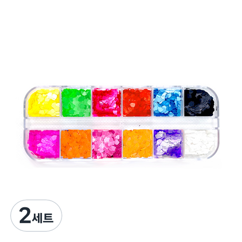 네일스케치 비비드 네일 하트글리터 12종 세트, 혼합색상, 2개