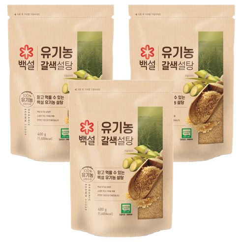 백설 유기농 갈색설탕, 400g, 3개