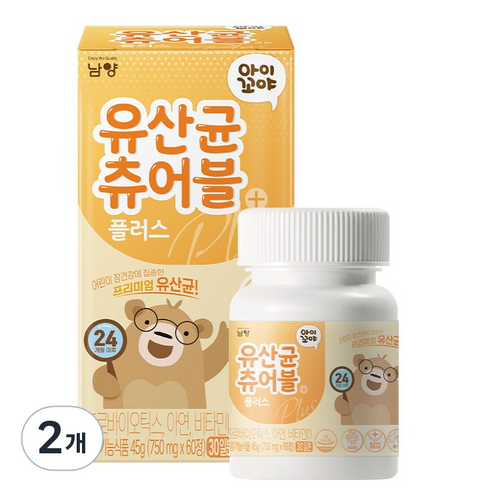 아이꼬야 유산균 츄어블 플러스 45g, 60정, 2개