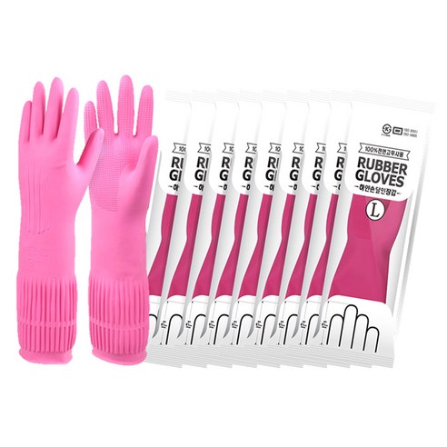   White hand industry White hand rubber gloves large, pink, large (L), 10 ea