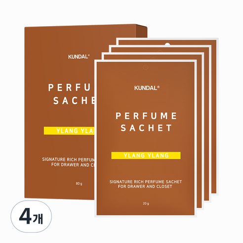 쿤달 시그니처 리치 퍼퓸 옷장방향제 일랑일랑 본품 4p, 80g, 4개