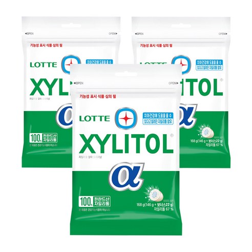 롯데자일리톨 알파 오리지날 껌, 168g, 3개