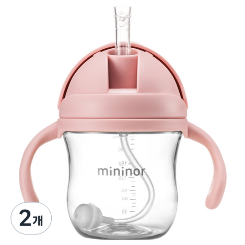 미니노어 트라이탄 빨대쥬스컵 빨대컵 220ml, 핑크, 2개
