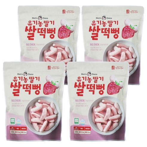 맛있는풍경 유기농 딸기 쌀떡뻥, 딸기맛, 25g, 4개