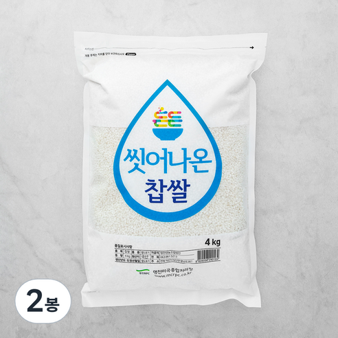 명천 씻어나온 찹쌀, 4kg, 2봉