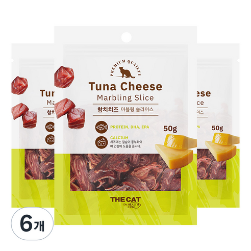 더캣 고양이 마블링 슬라이스 간식, 혼합맛(참치/치즈), 50g, 6개