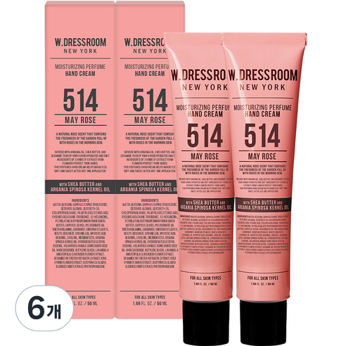 더블유드레스룸 퍼퓸 핸드크림 514 메이로즈, 50ml, 6개