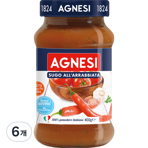 아그네시 아라비아따 토마토 파스타 소스, 400g, 6개