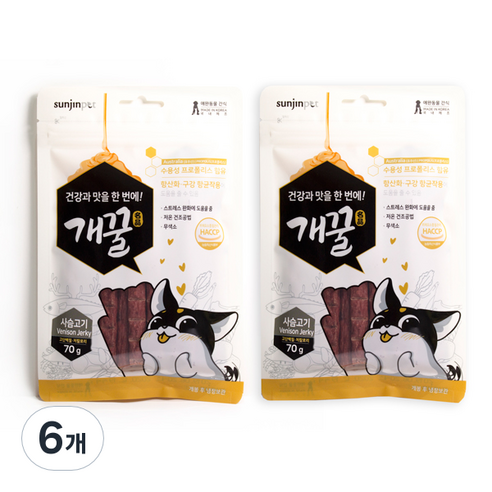 개꿀 반려동물 간식 프로폴리스 져키, 사슴고기, 70g, 6개