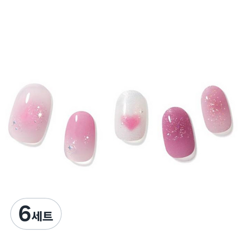 데싱디바 글로우 네일스티커 세트, 러브 스파클, 6세트
