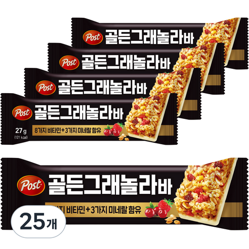 동서식품 포스트 골든 그래놀라 밀크바, 27g, 25개