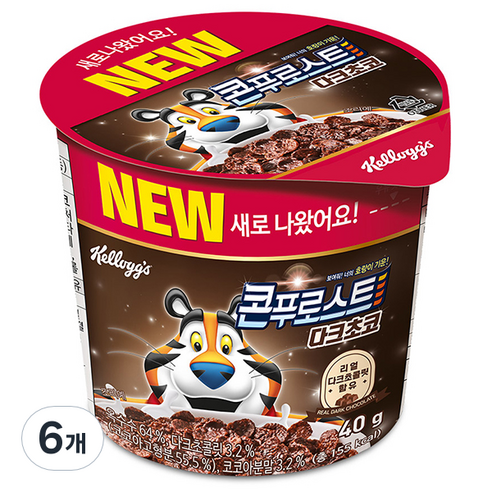 콘푸로스트 다크초코 컵 시리얼, 40g, 6개