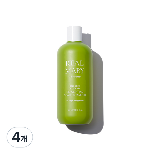 레이티드그린 리얼마리 콜드브루 로즈마리 엑스폴리에이팅 스칼프 샴푸, 400ml, 4개