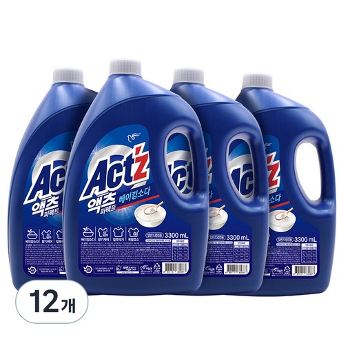 액츠 퍼펙트 베이킹소다 액상세제 본품, 3300ml, 12개
