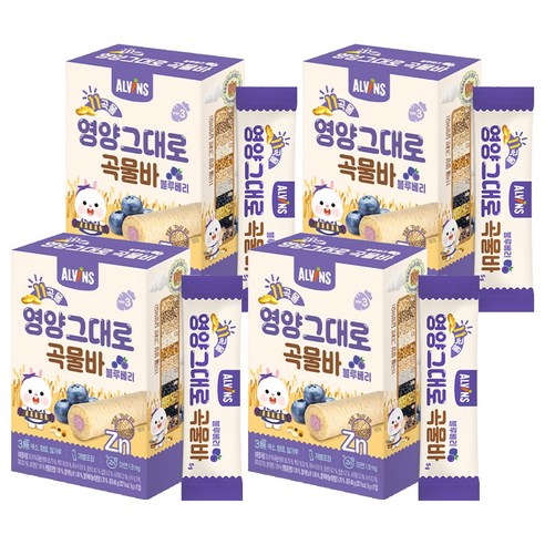 엘빈즈 11곡물 영양그대로 곡물바, 블루베리맛, 40g, 4개