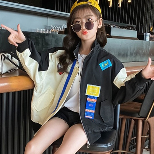 앤젤아이 아동용 패치 배색 점퍼