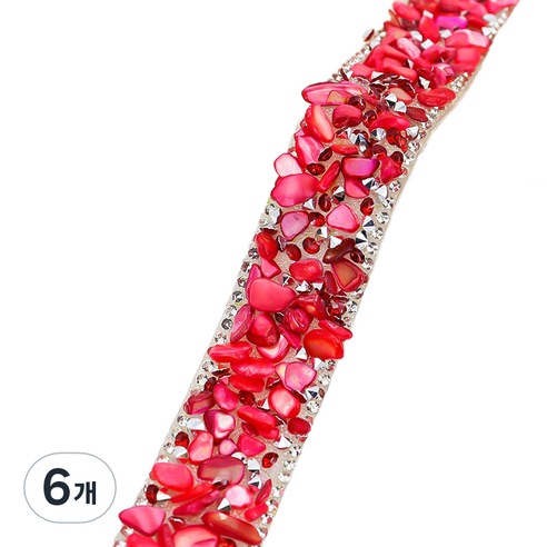 미소로운 쥬얼리 라인스톤 리폼 스티커 3cm, 레드 라인, 6개