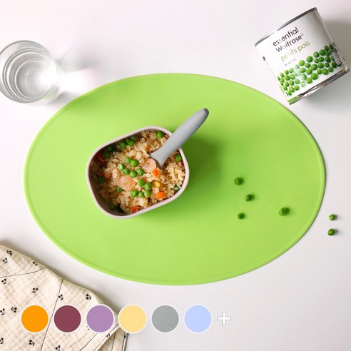 에이드엘 슬림 오발 실리콘 테이블매트 2p, 멜론, 383 x 269mm, 2개