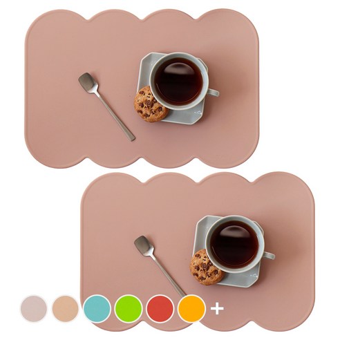 에이드엘 슬림 코튼 실리콘 테이블매트 2p, 브릭레드, 388 x 267 x 1.8 mm