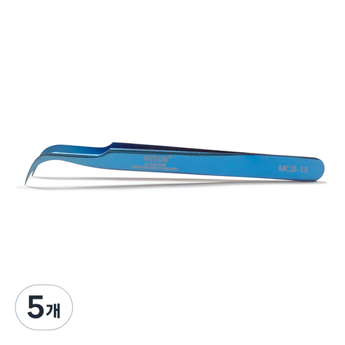 비투스 속눈썹 핀셋 MCS-15, 블루, 5개