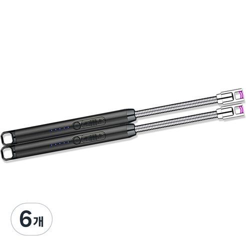 노바리빙 플렉시블 USB 충전식 플라즈마 라이터, 블랙, 6개