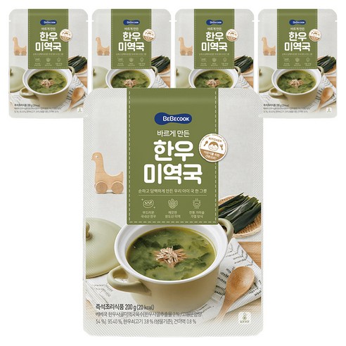 베베쿡 유아용 바르게 만든 한우 미역국, 한우미역국, 200g, 5개