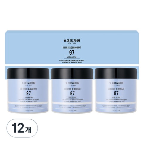 더블유드레스룸 No97 에이프릴 코튼 드레스&리빙 디퓨저 탈취제 본품, 110g, 12개