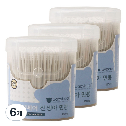 베이비베어 신생아 면봉, 6개, 400개입
