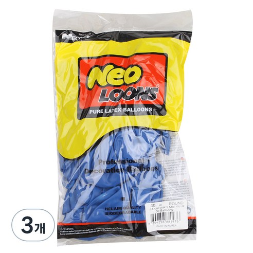 네오텍스 30cm 라운드풍선 50p, 스탠다드 미드블루, 3개