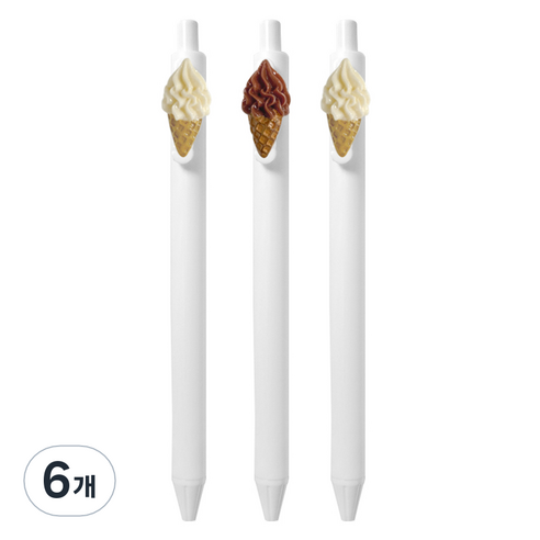 큐티 파츠 소프트콘아이스크림 젤펜 0.5mm, 랜덤발송, 6개