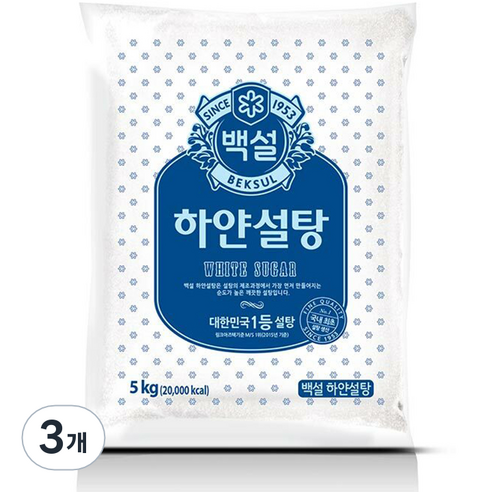백설 하얀설탕, 5kg, 3개