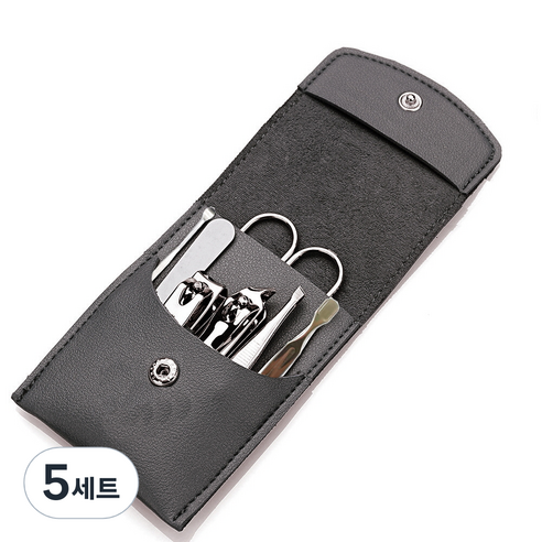 미카엘그라운드 손톱 깎이 7종 세트, 5세트, 그레이(케이스), 실버(도구)