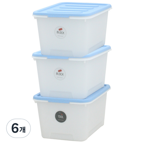 가쯔 멀티블럭 리빙박스, 블루, 24L, 6개
