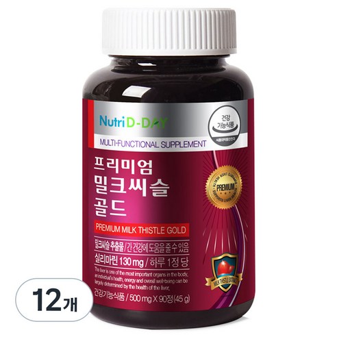 뉴트리디데이 프리미엄 밀크씨슬 골드 500mg, 90정, 12개
