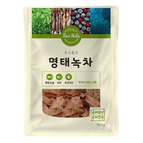 후코홀릭 강아지 건조 간식, 혼합맛(명태/녹차), 100g, 1개