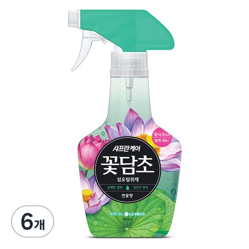 샤프란 케어 꽃담초 섬유탈취제 연꽃향 본품, 400ml, 6개