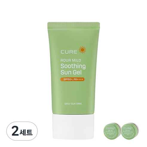 김정문알로에 큐어 아쿠아 마일드 수딩 선젤 50ml + 2X 크림 3.5g x 2p, 2세트