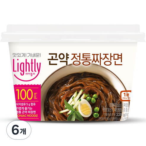 라이틀리 곤약 정통 짜장면, 228g, 6개