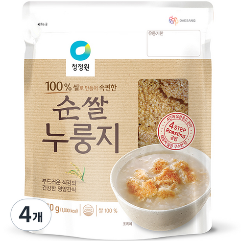 청정원 순쌀 누룽지, 250g, 4개