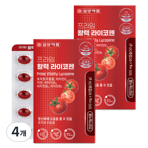 일양약품 프라임 활력 라이코펜 30g, 4개, 60정