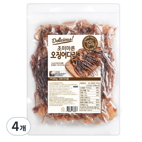 해맑은푸드 조미오징어 다리, 4개, 200g