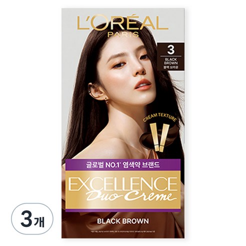 로레알파리 NEW 엑셀랑스 듀오크림, 3호 블랙 브라운, 3개