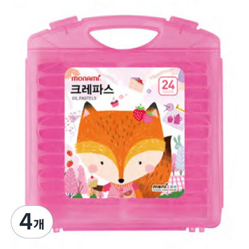 모나미 모니주 크레파스 여, 24색, 4개