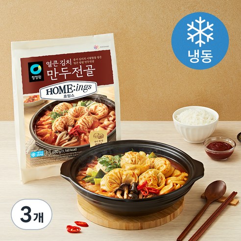 대상 호밍스 얼큰김치 만두전골 2~3인분 (냉동), 680g, 3개
